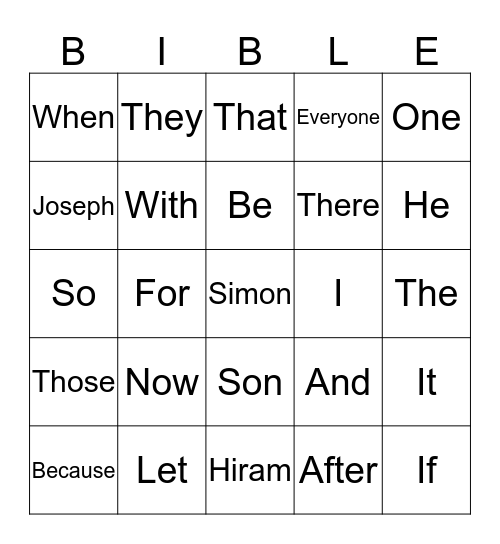 Bible Bingo Card