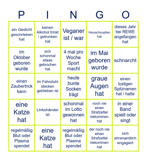 LSPingo - Finde jemanden der ... Bingo Card