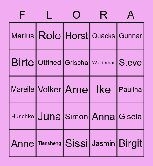 Nöli Bewohner Bingo Card