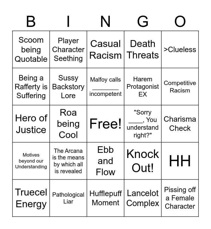 Hogwarts Bingo V2 Bingo Card