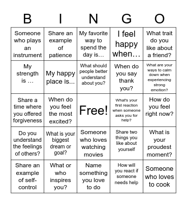 Empathy Bingo Card