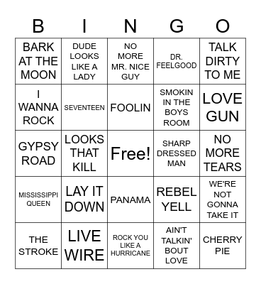 CLASSIC ROCK Bingo Card