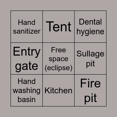 Camp set up and hygiene Bingo Card