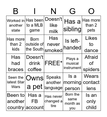 HUMAN BINGO Card