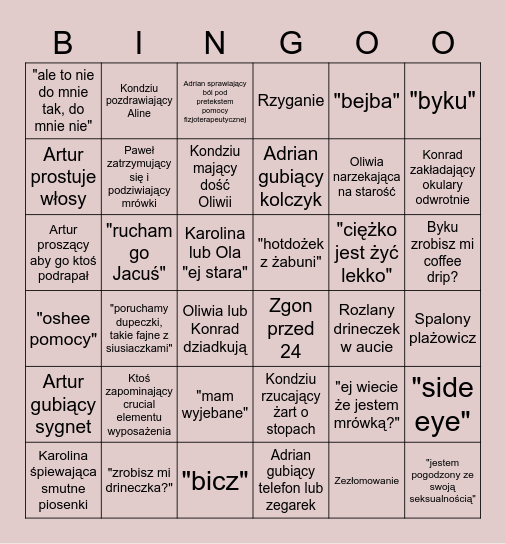 Wyjazdowe bingo Card