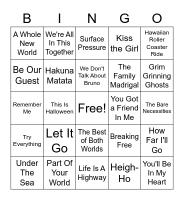 Disney Bingo Card