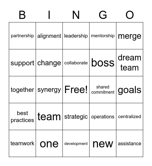 Dream Team Bingo Card