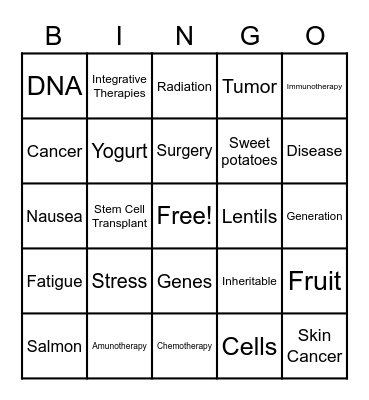 Cancer Bingo Card