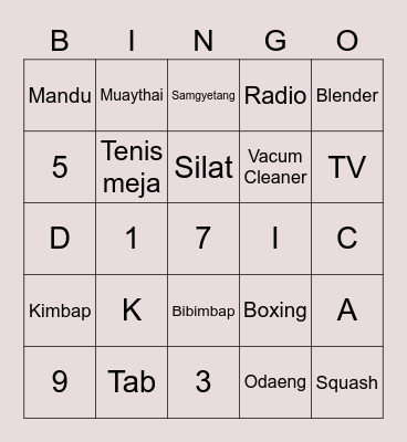 Seje's No Bingo Card
