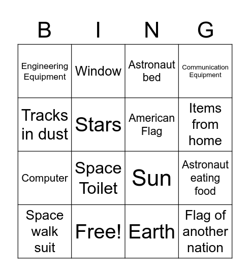 Space Bingo Card