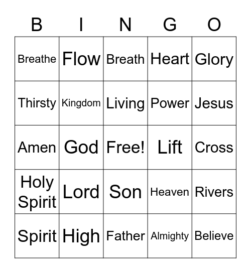 May 28/Pentecost Worship Bingo (Listen for words during worship and mark them) No prizes - just for fun Bingo Card