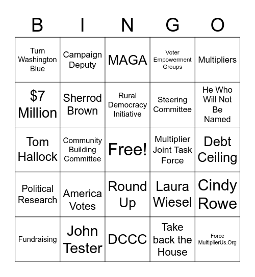 Force Multiplier Bingo Card