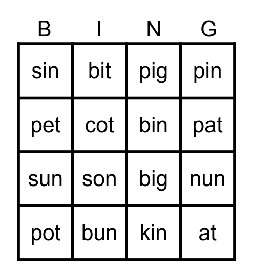 Shuffle Bingo Card