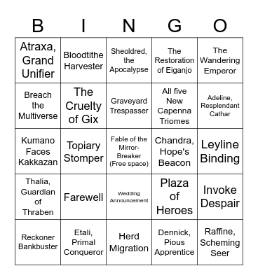 Standard Ban Bingo May 2023 Bingo Card