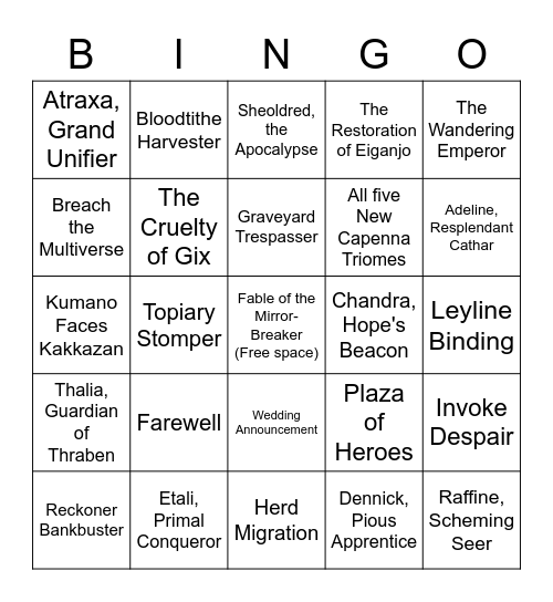 Standard Ban Bingo May 2023 Bingo Card