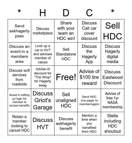 HDC Bingo US Bingo Card