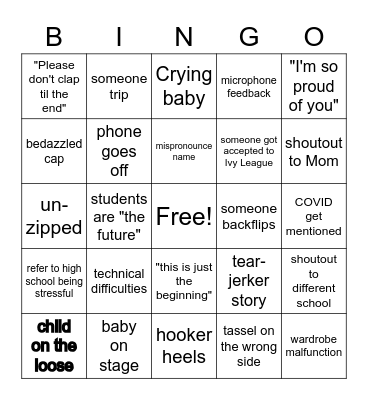 Graduation Bingo Card