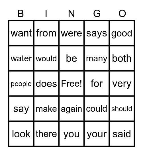 Set 3 HFW Bingo Card