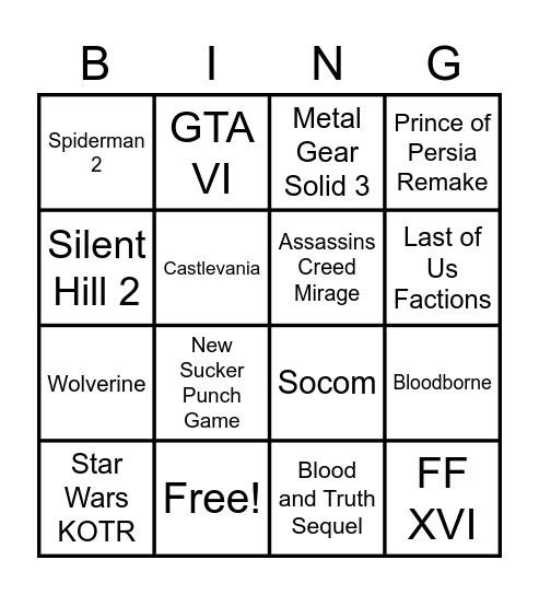 State Of Play-Curt Bingo Card