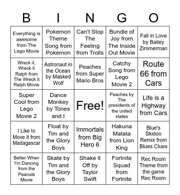 Strive Bingo Card