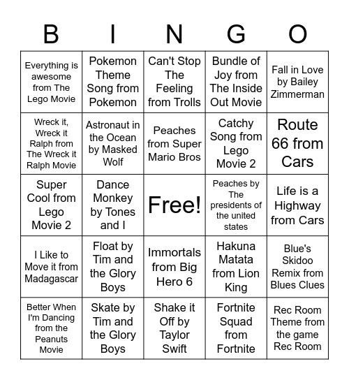 Strive Bingo Card