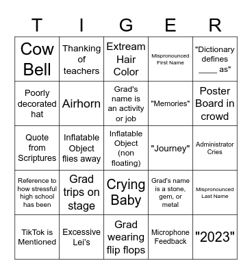 22-23 Graduation Bingo Card