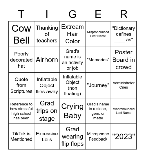 22-23 Graduation Bingo Card
