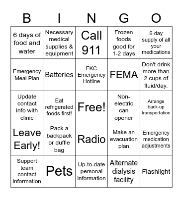 June: National Safety Month Bingo Card