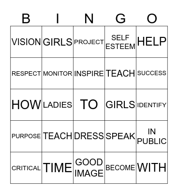 Ladies With Purpose Girls Club  Bingo Card