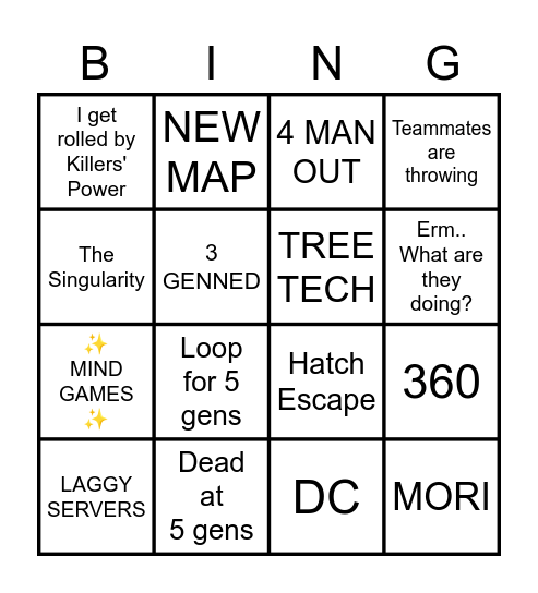 Kodex DBD Bingo Card