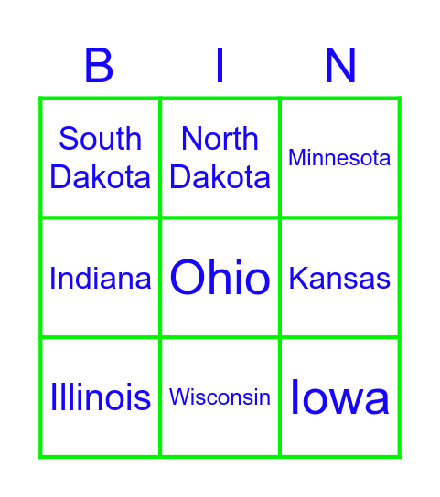 The Midwest Region Bingo Card