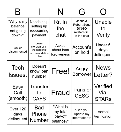 Untitled Bingo Card