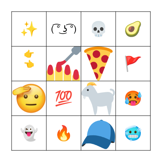 Emoji Meanings Bingo Card