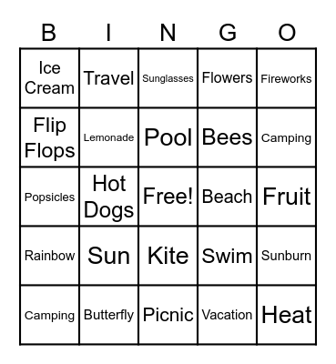 Summer Time! Bingo Card