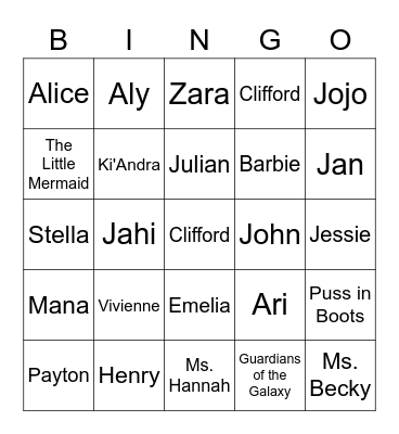 Guess Who? Bingo! Bingo Card