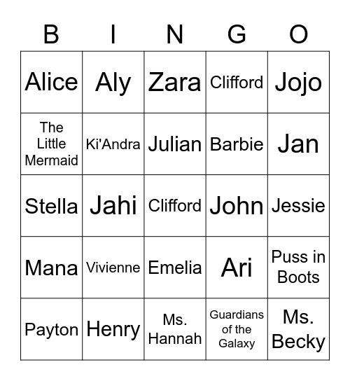 Guess Who? Bingo! Bingo Card