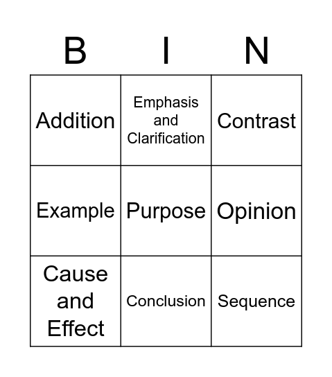 Connector Bingo Card