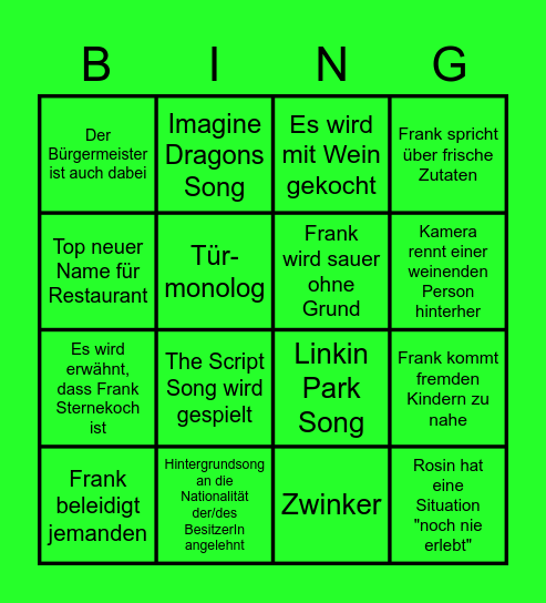 Roses BINGO Card