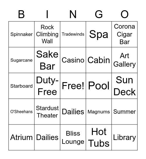 NCL Pearl Bingo Card