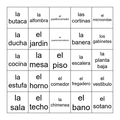 La Casa Bingo Card