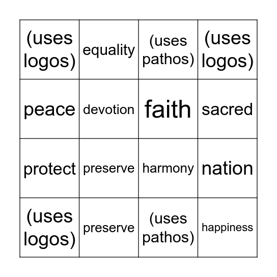 Freedom Bingo Card
