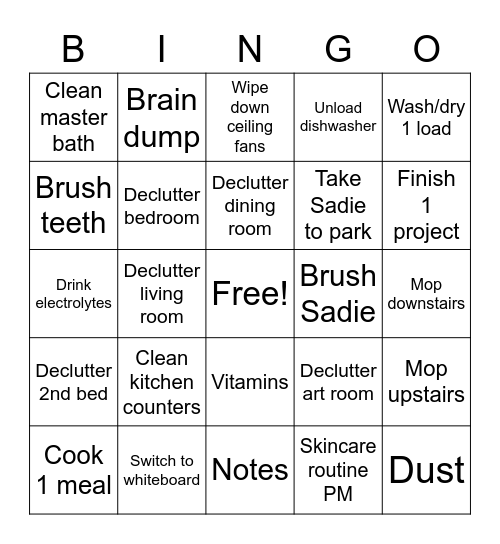 Alli’s Chores Bingo Card