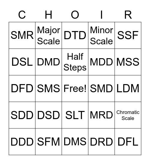 Solfege Bingo Card