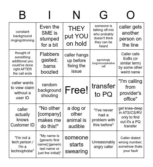 P2 Lunacy Bingo Card