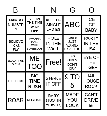 MUSICAL BINGO Card