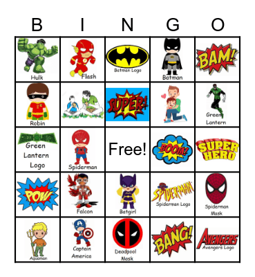 Father´s day Heroes Bingo Card