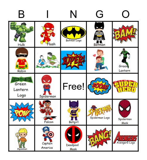 Father´s day Heroes Bingo Card