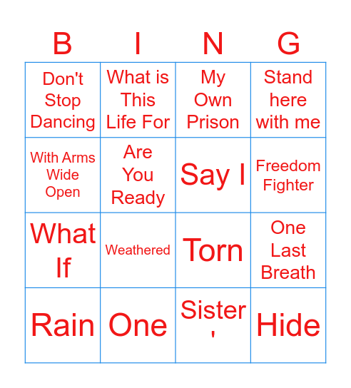 CREED Bingo Card