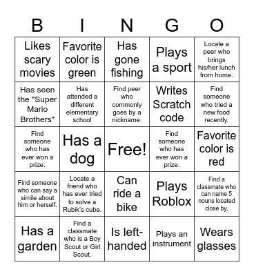 OUR CLASS  PEOPLE SEARCH Bingo Card