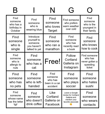 CORTLAND GAME NIGHT 😊 Bingo Card